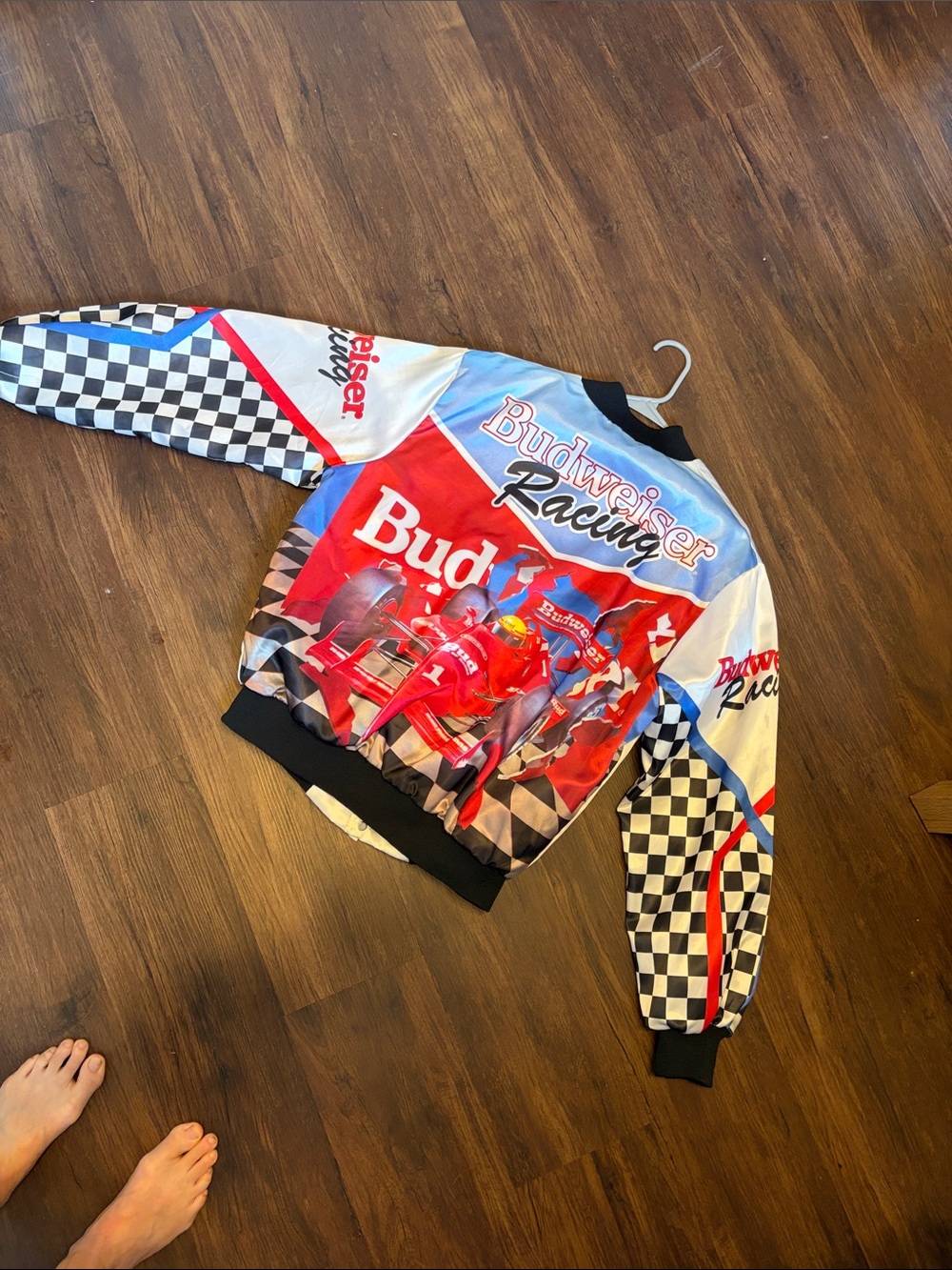 Men’s large Budweiser racing vintage bomber jacket.